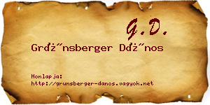 Grünsberger Dános névjegykártya